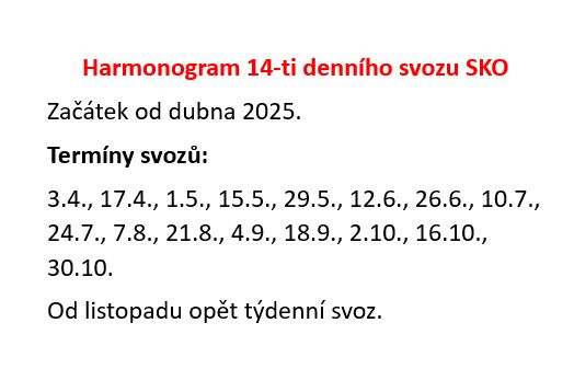 14-ti denní termíny svozů SKO